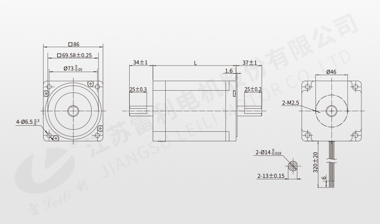 Mechanical Dimensions of 86-Series-Hybrid-Stepping-Motors supplier